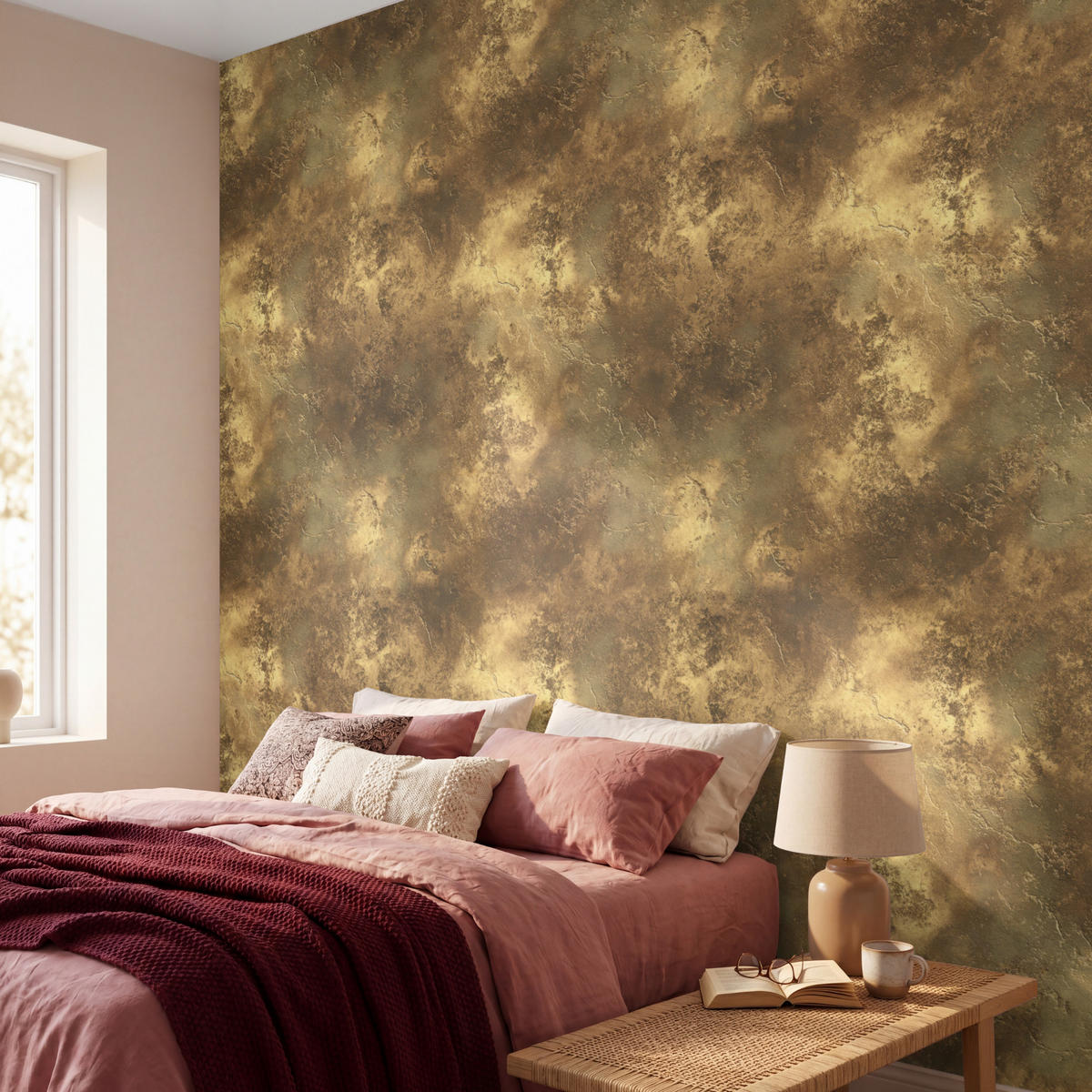 TAPETE - Antik - Metallic-Look - Gold - 280x280 cm - Messingfarben, Papier (280/280cm) - OnlyWow