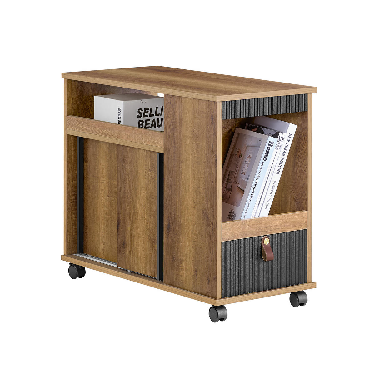 ROLLCONTAINER Vintagebrau - Braun, Holzwerkstoff (35/61/75cm) - SoBuy