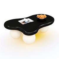 COUCHTISCH 95/62.5/32 cm schwarz/weiß aus MDF mit LED-Beleuchtung - Schwarz, Holzwerkstoff (95/62.5/32cm) - OKMYHOME