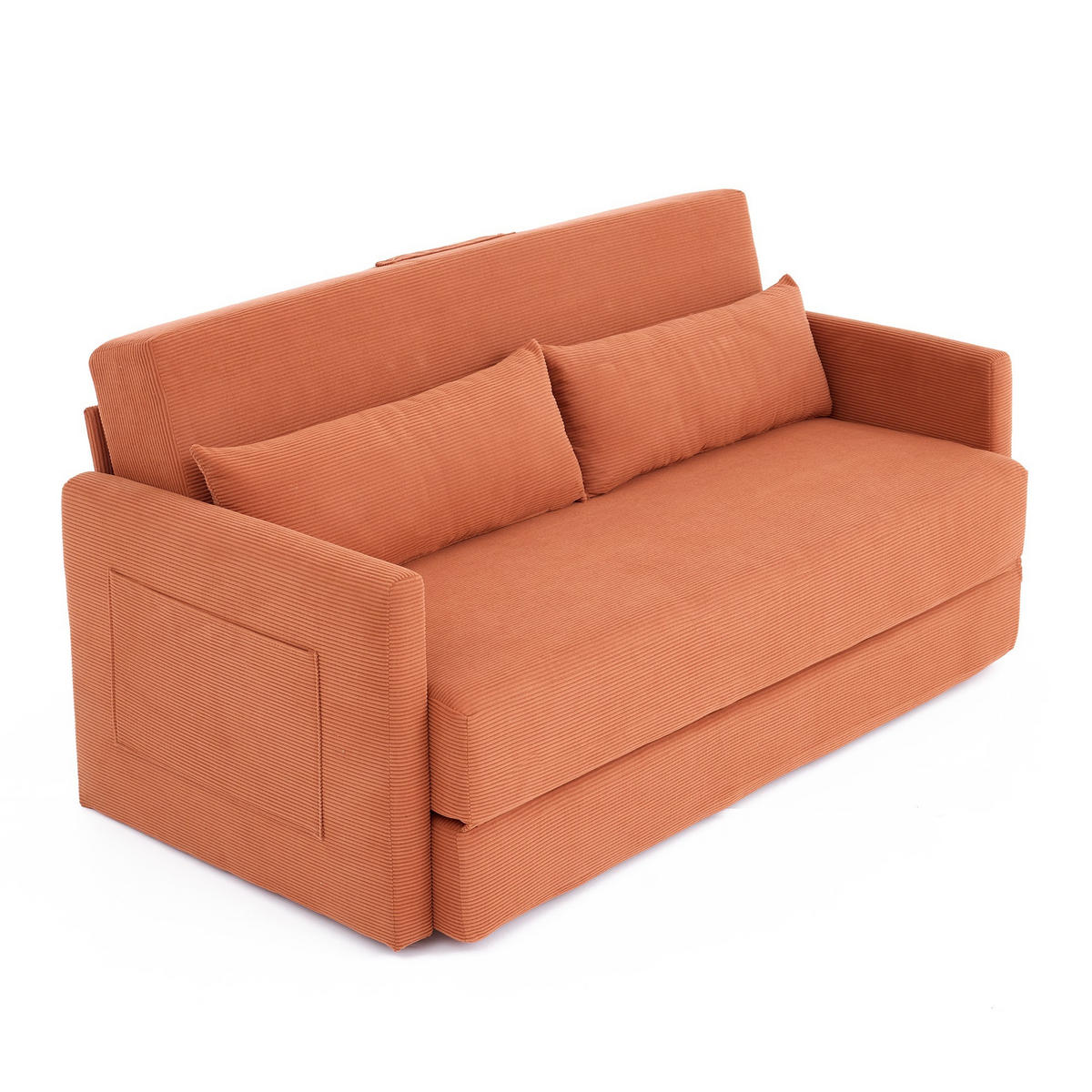 SCHLAFSOFA 2-Sitzer Sofa mit Schlaffunktion,klappbar,Orange - Orange, Textil (165/82/92cm) - LVHOM