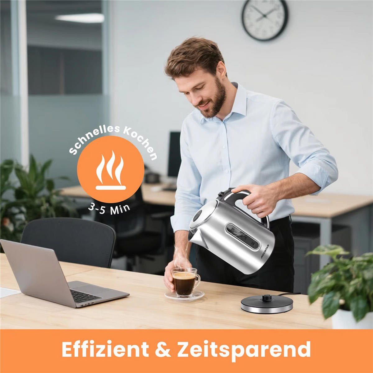 WASSERKOCHER Edelstahl 1,7L 2200W LED Kalkfilter BPA-frei - Silberfarben, Metall (1/1/1cm) - Kaket