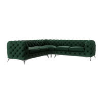 ECKSOFA Chesterfield Laura Flasche Grün Samt - Smaragdgrün/Silberfarben, Holz/Textil (264/264cm) - S-Style Möbel