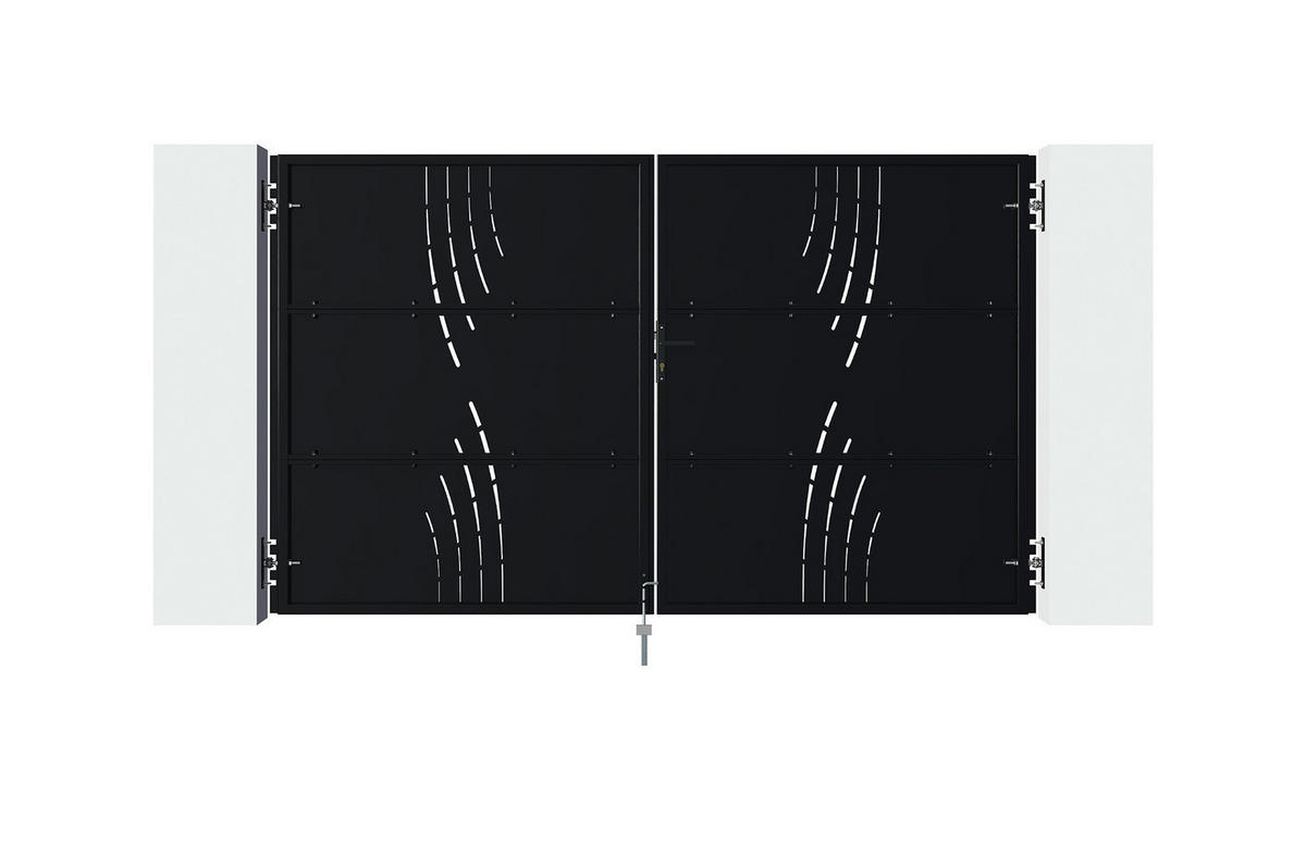 STAHLFLÜGELTOR Nali Veleta Mattschwarz 3m H.180cm - Schwarz, Metall (293/180cm) - Casanoov