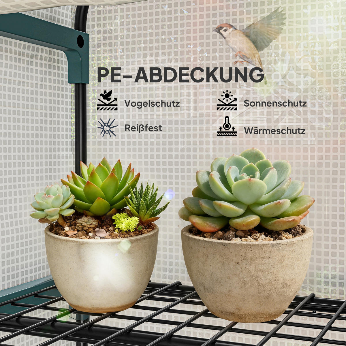 FOLIEN-GEWÄCHSHAUS mit 4 Fächer Weiß 70/50/160 cm - Weiß, Metall (50/160/70cm) - Outsunny