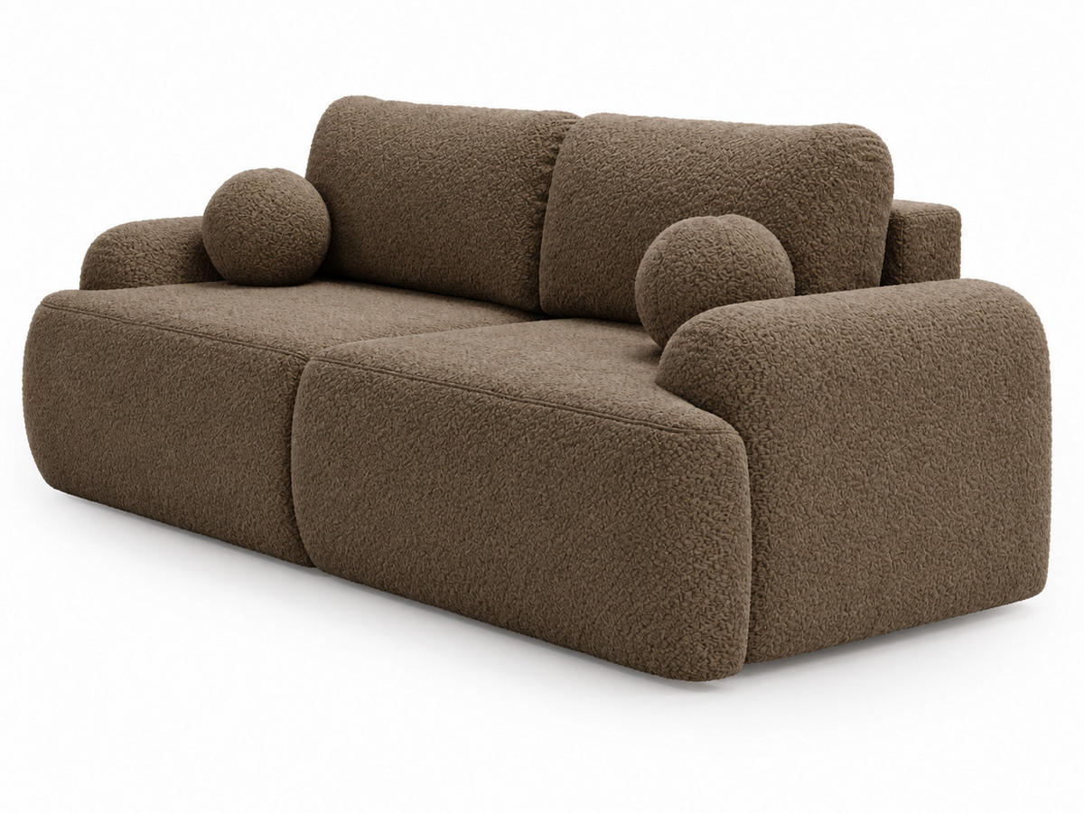 SOFA 260/106/81 Aurio Bouclé-Stoff Braun - Braun, Kunststoff/Textil (260/81/106cm) - Graingold