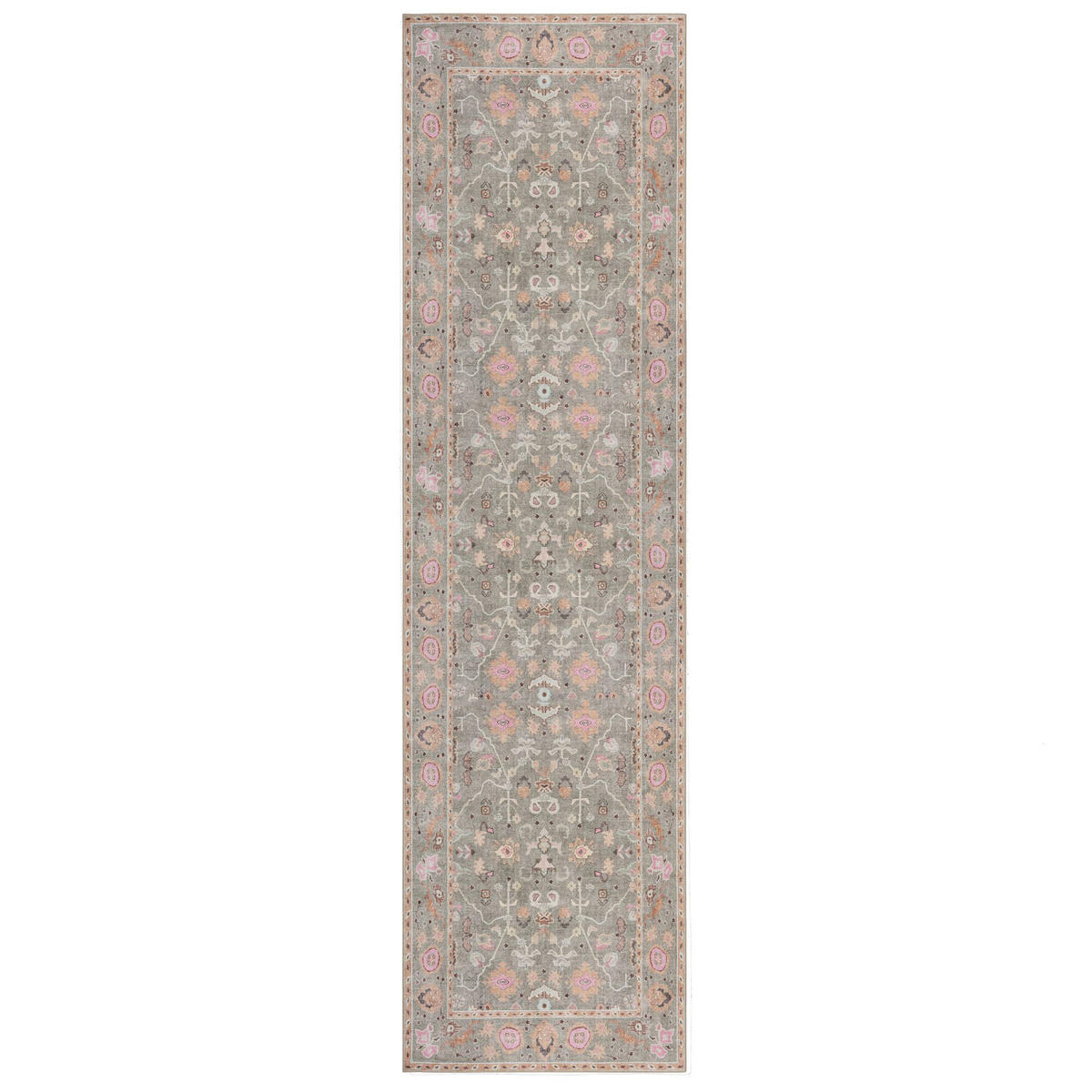 TEPPICH waschbar Floral Muster, Orientalisch, Wohnzimmer schmutzabweisend Multicolor-Rosa Läufer 60x230 - Rosa, Textil (60/230cm) - KADIMA DESIGN