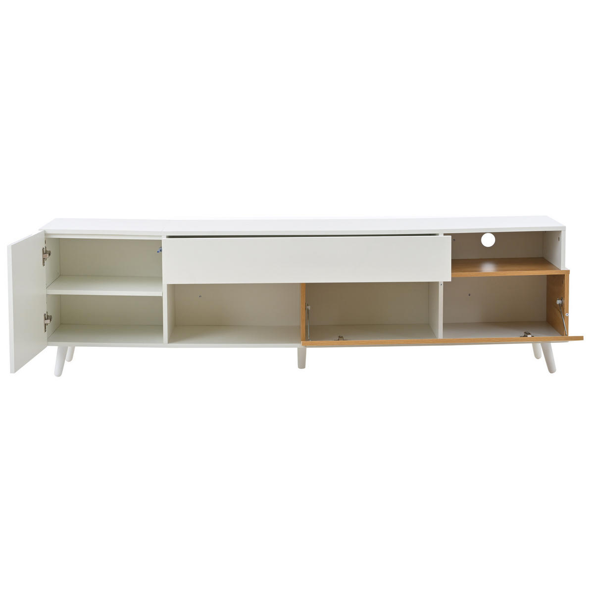TV-ELEMENT mit Stauraum 180 x 38 x 50 cm Weiß/Natural - Weiß, Holzwerkstoff (38/50/180cm) - Beauniv