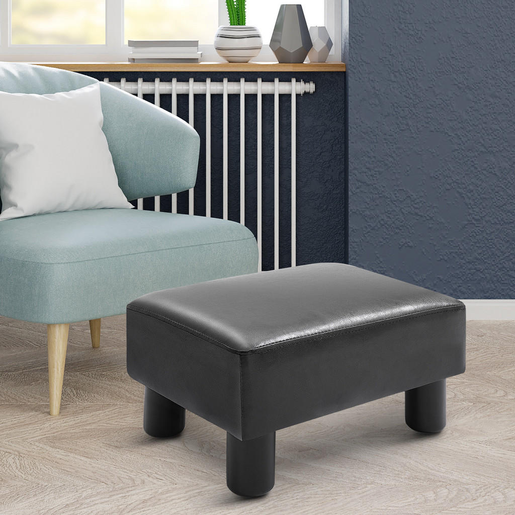 Thumbnail - Homcom Fusshocker,, Schwarz, Leder, 30x24x40 cm, Wohnzimmer, Hocker, Sitzhocker