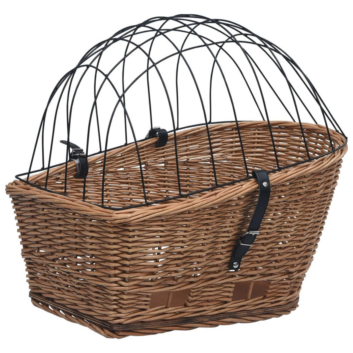 FAHRRADKORB Gepäckträger Mit Deckel 55/31/36 Cm Natur Weide - Braun, Naturmaterialen (31/26/55cm) - vidaXL