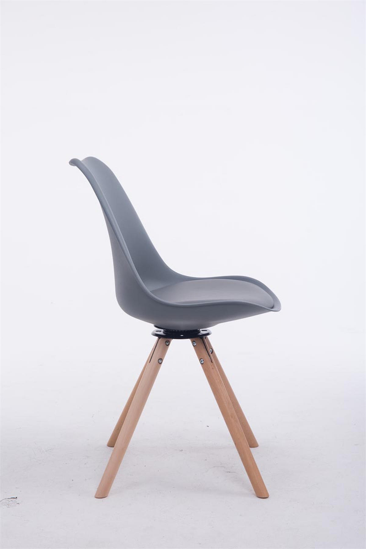 STUHL Lederlook grau - Eukalyptusholzfarben/Grau, Holz/Textil (48/84/56cm) - CLP