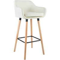 BARHOCKER Grant Massivholz 99x55x46 cm creme - Creme, Leder (55/99/46cm) - furnicato