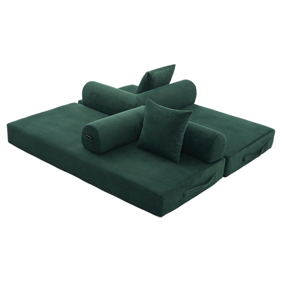SOFA 3-Sitzer in Grün aus Cord mit modularem Design und Metallrahmen - Grün, Holzwerkstoff/Textil (200/67/94cm) - CHICFURN