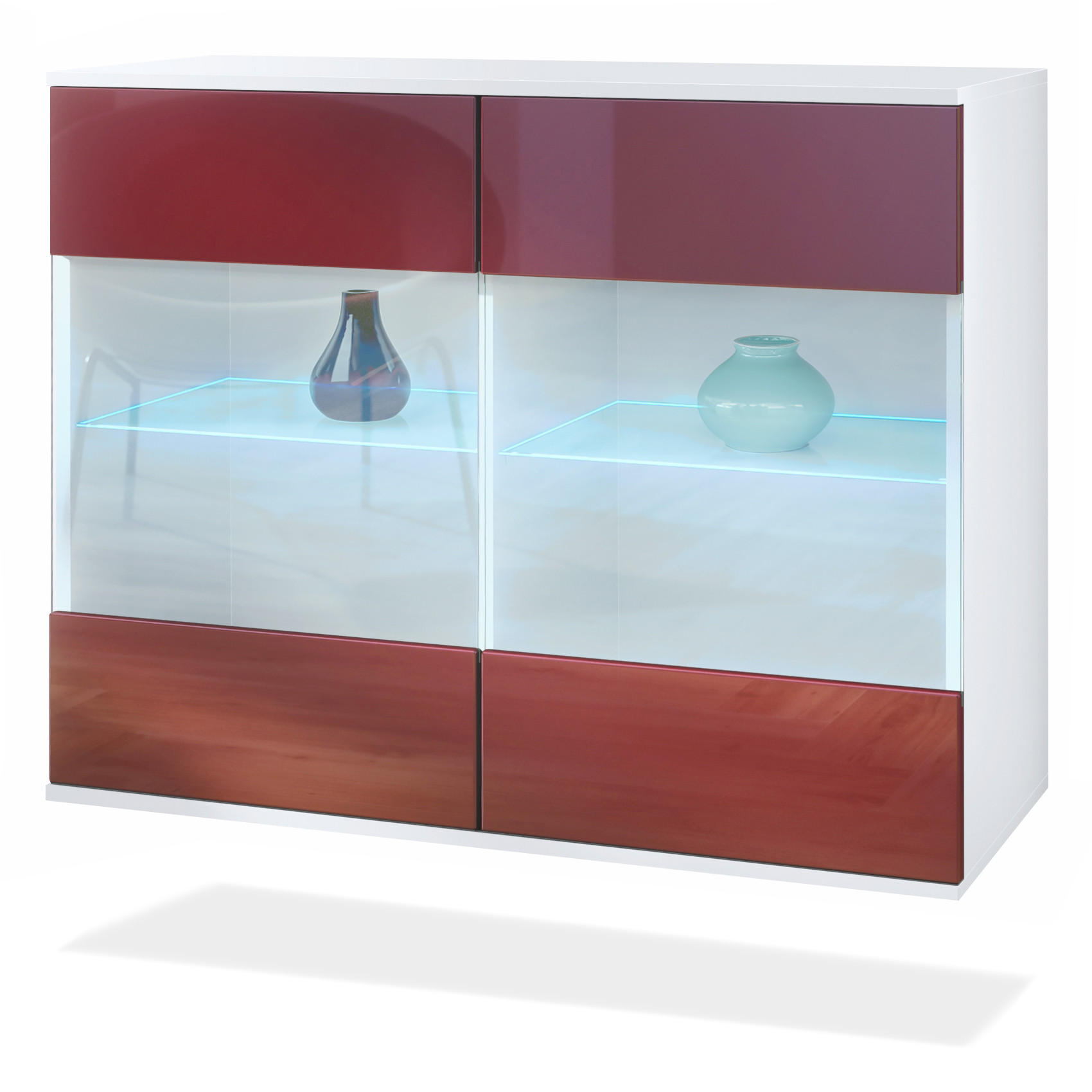 KOMMODE Bari Bordeaux Hochglanz - Bordeaux, Holzwerkstoff (92.5/73.5/35cm) - Vladon