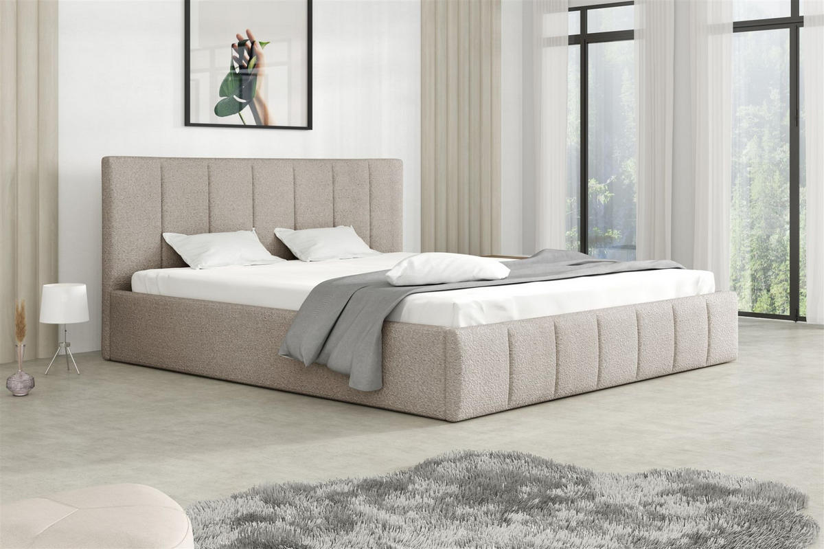 POLSTERBETT Detroit Komplettset - Braun, Holzwerkstoff/Textil (120/200cm) - Fun Möbel