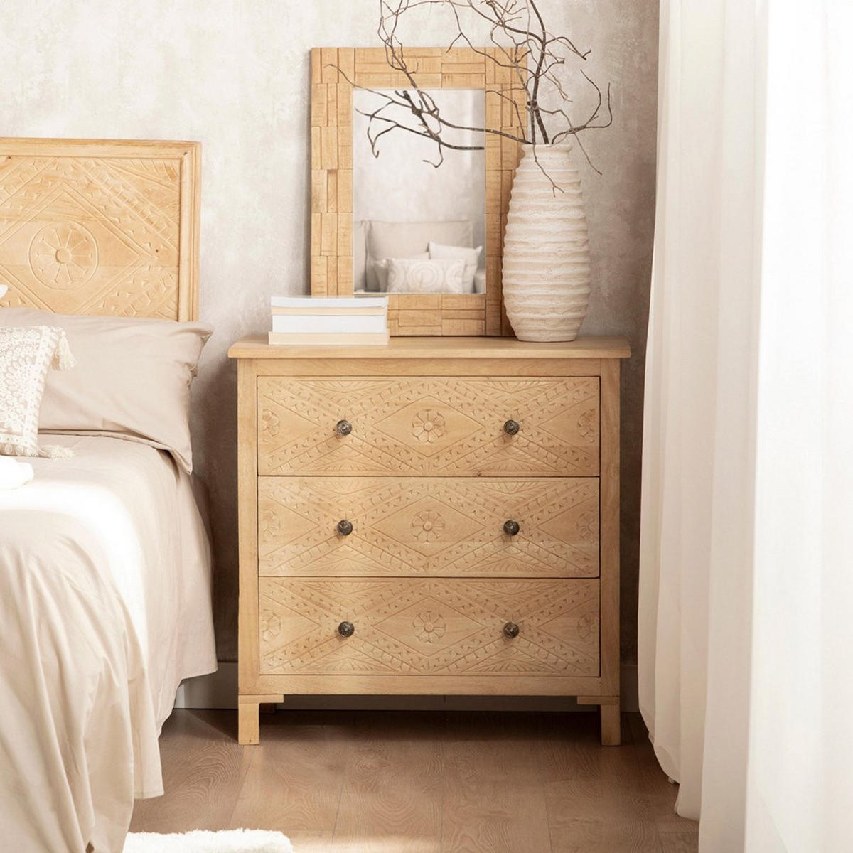 KOMMODE MIT SCHUBLADEN Nala Natürlich 80 cm x 80 cm - Naturfarben, Holzwerkstoff (80/80/40cm)