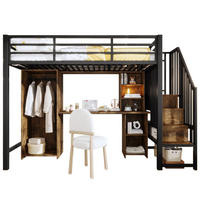 HOCHBETT 90/200 cm Schwarz aus Metall mit Stauraum und Schreibtisch - Schwarz, Metall (90/200cm) - OKMYHOME
