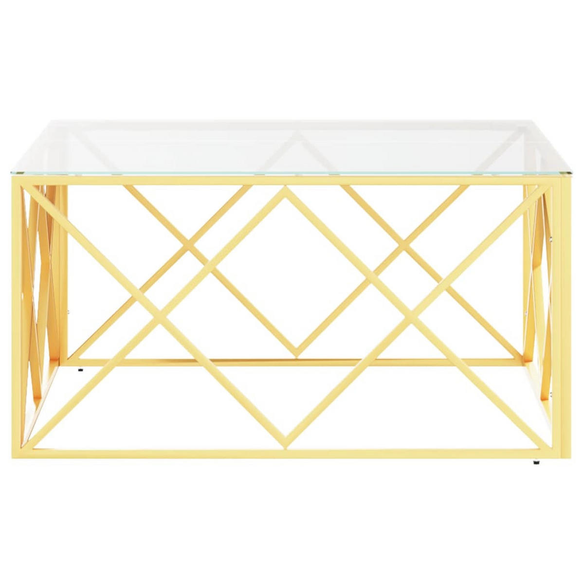 COUCHTISCH 80x80x40 cm Edelstahl und Glas - Goldfarben, Metall (80/80/40cm) - furnicato