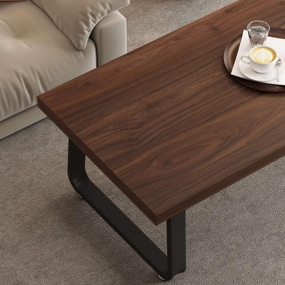 COUCHTISCH Modern Holz Metall 100 x 55 x 46,5 cm Wohnzimmertisch - Walnussfarben, Holzwerkstoff/Metall (55/100/46.5cm) - Quality Elegance