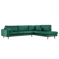 ECKSOFA mit Ottomane - Dunkelgrün/Eichefarben, Eichenholz/Textil (287/219cm) - home24