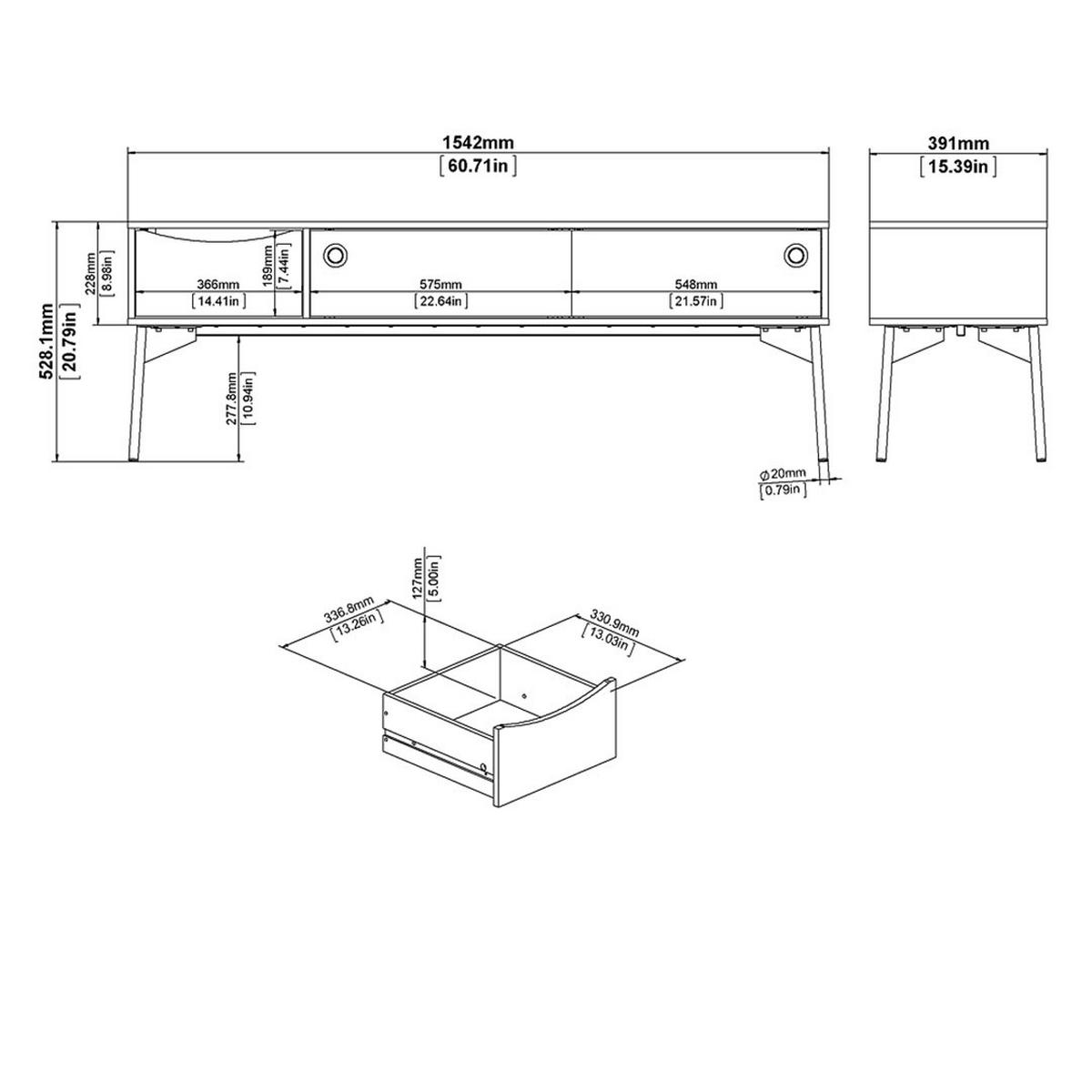 TV-ELEMENT weiß - Weiß, Holzwerkstoff (154/53/39cm) - ebuy24
