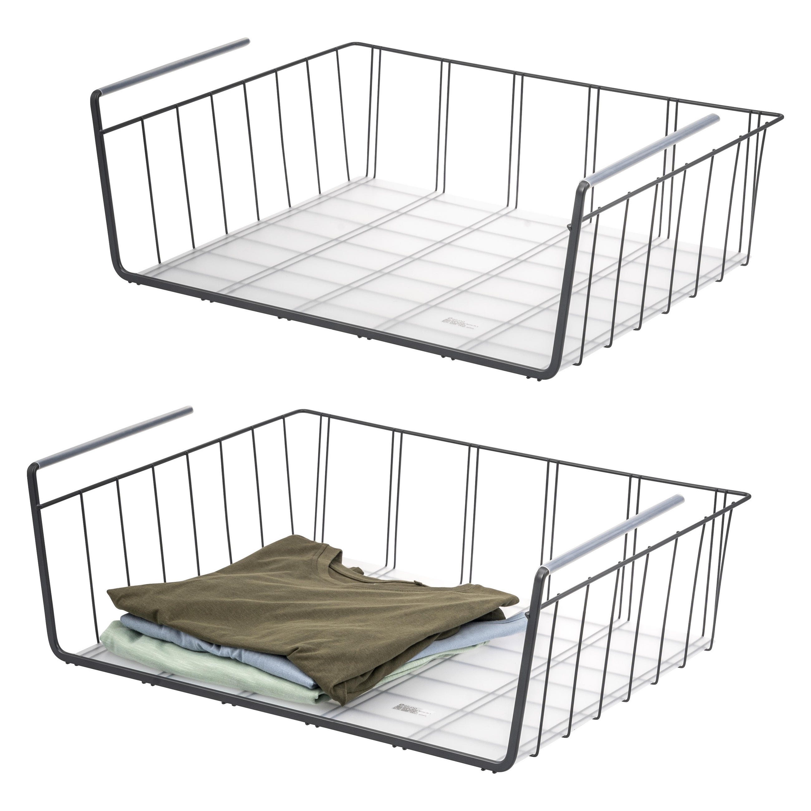 SCHRANKKÖRBE 2er-Set, grau - Grau, Metall (61/20/45.5cm) - eluno