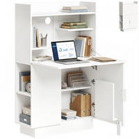 SEKRETÄR SCHREIBTISCH Weiß klappbar mit Regalfächern und Schrank 80/30/128 cm - Weiß, Holzwerkstoff (80/30/128cm) - PANGIVO