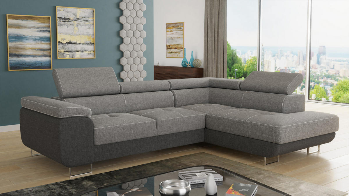 ECKSOFA Caris, Seite: Rechts - Hellgrau/Grau, Holz/Textil (273/203cm) - Sofnet