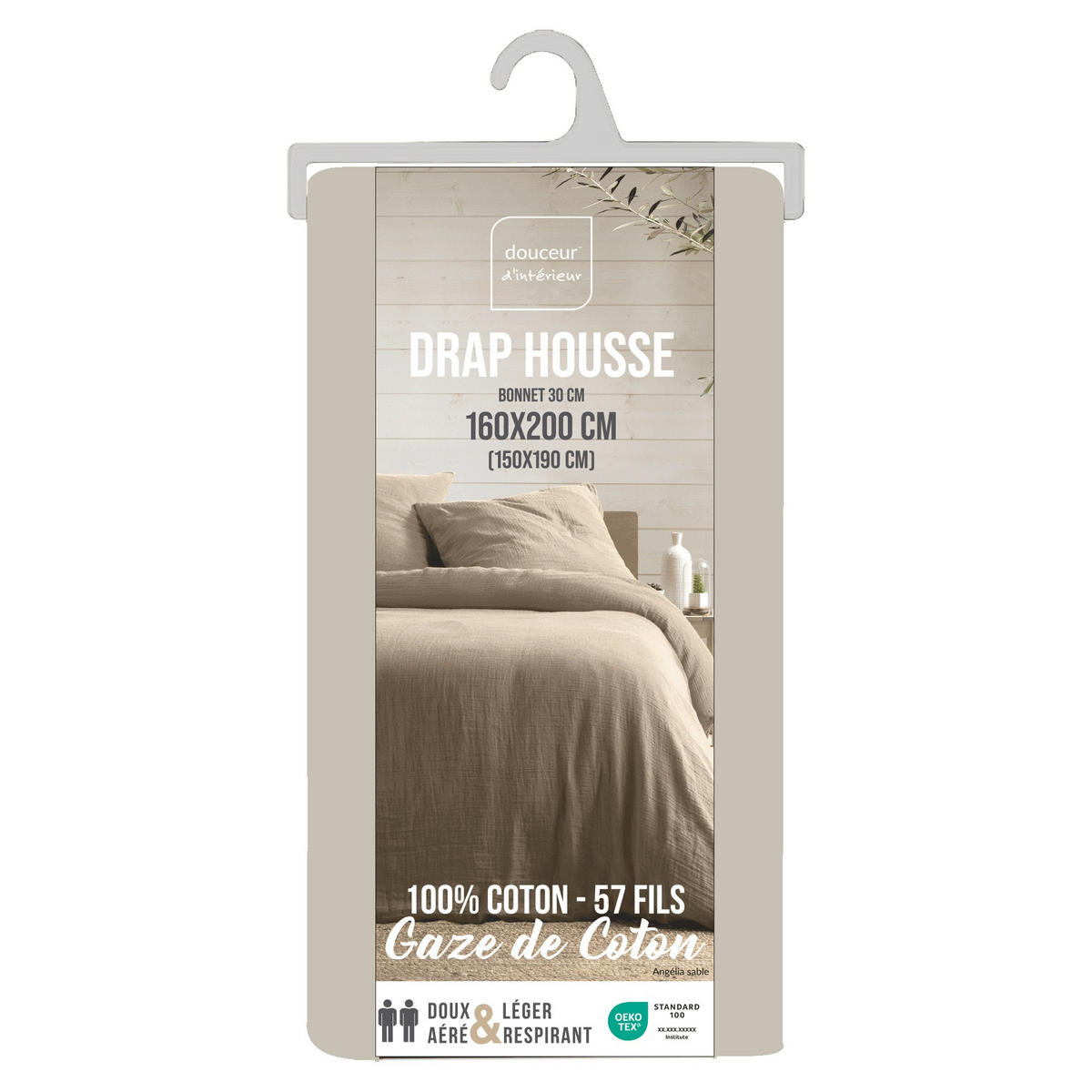 SPANNBETTLAKEN aus Musselin Angelia 200/160/0,1 cm - Beige, Naturmaterialien (160/200cm) - Douceur d´intérieur