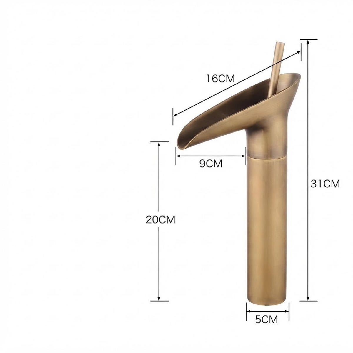 BADEZIMMERARMATUR, 31 cm x 14 cm, gold - Goldfarben, Metall (40/10/20cm) - Vallsero