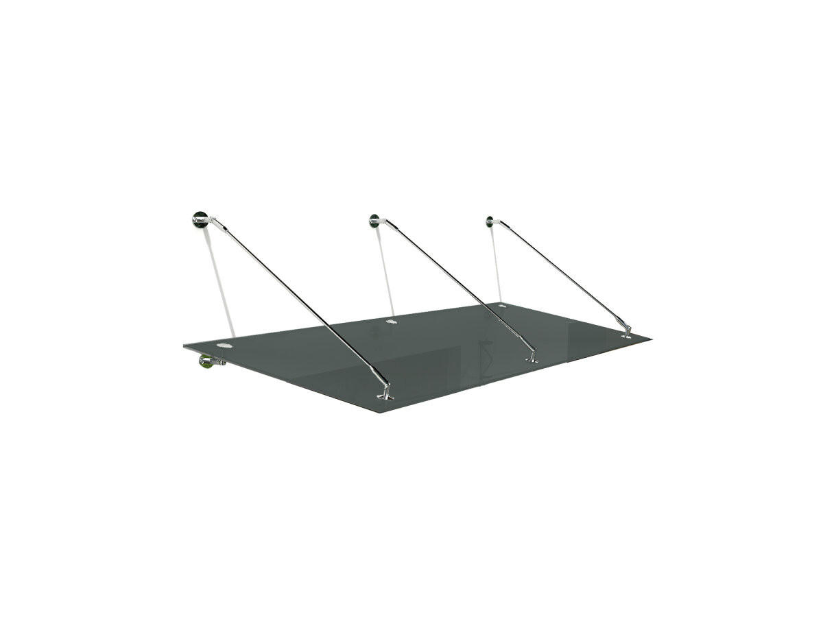 GLASVORDACH 230x90 cm Sicherheitsglas Edelstahl Grauglas Str-Silber - Grau, Glas (230/1.31/90cm) -  Glaswerk Westfalen