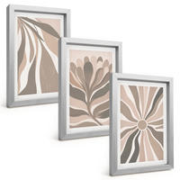 BILDER SET 3er Set - 20x30 cm Silberner Rahmen - Abstrakte Pflanzenmuster - Silberfarben, Kunststoff (20/30cm) - TULUP