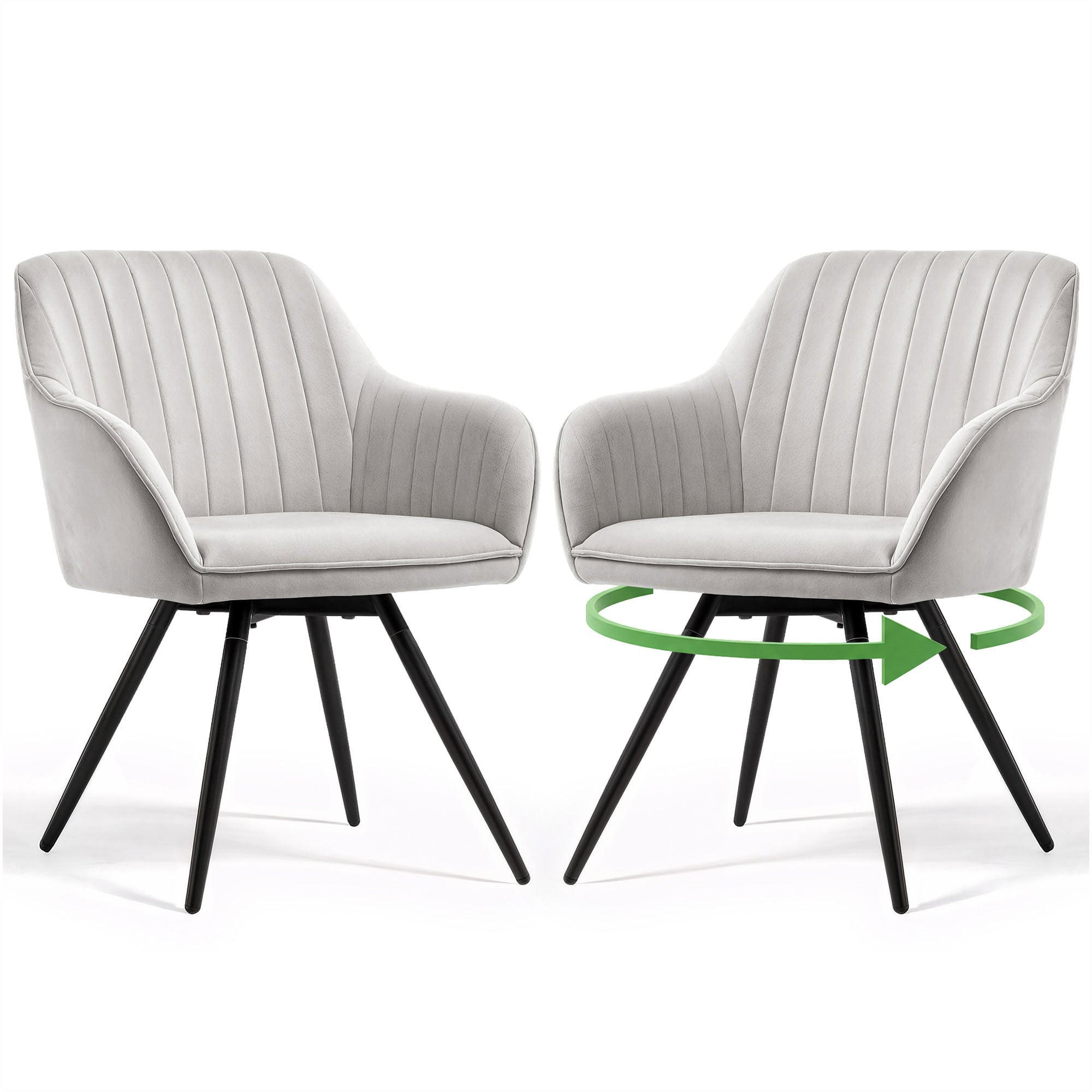 DREHSTUHL 2er-SET Grau, Schwarz 55/83/58 - Schwarz/Grau, Textil (55/83/58cm) - RAUMHIRSCH FURNITURE