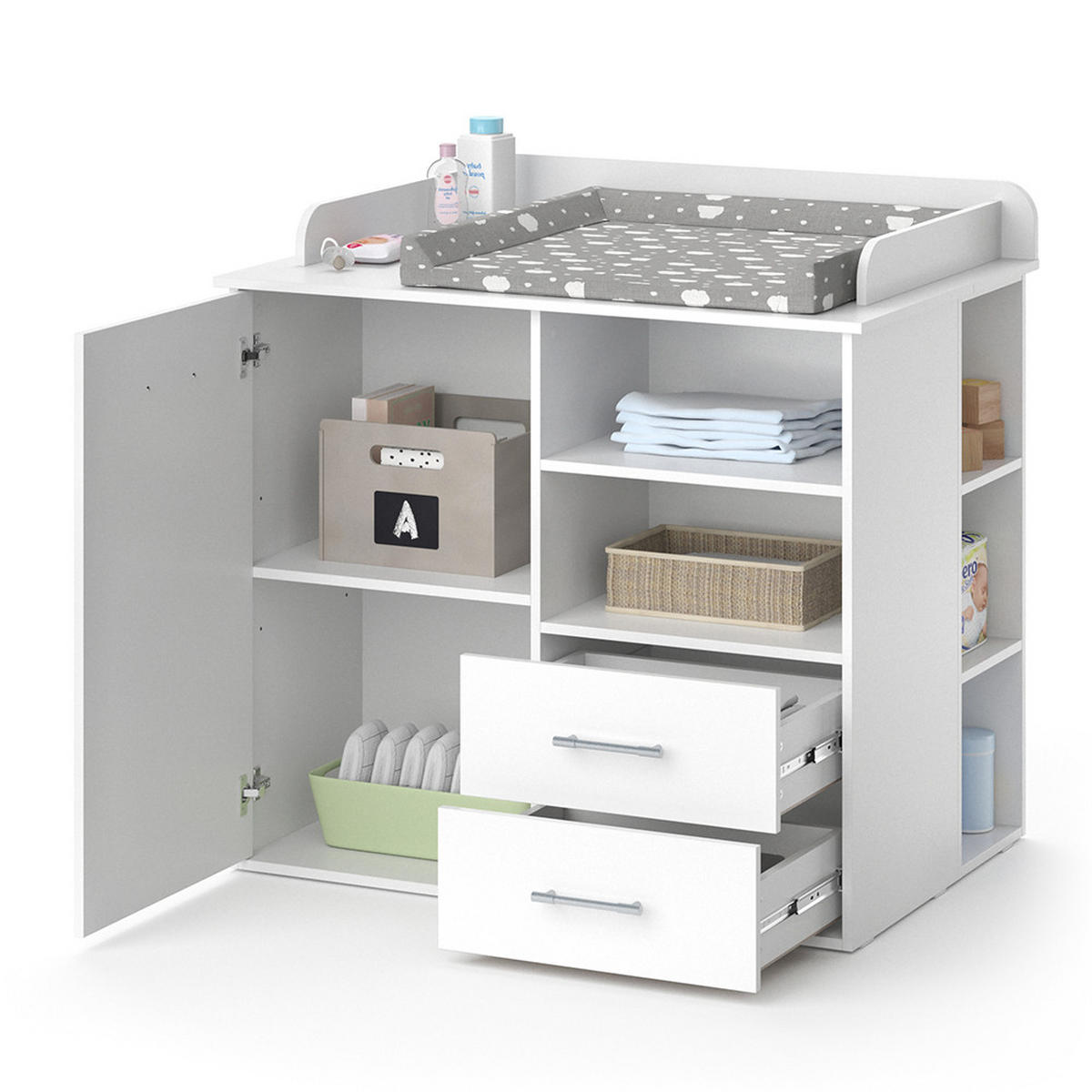 WICKELKOMMODE Lea Weiß 113 x 100 cm - Weiß, Holzwerkstoff (113/100/45cm) - Vicco