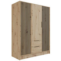 KLEIDERSCHRANK NELIA - 150 cm - Schwarz/Eiche Artisan, Holzwerkstoff (150/200/51cm) - ALTDECOR