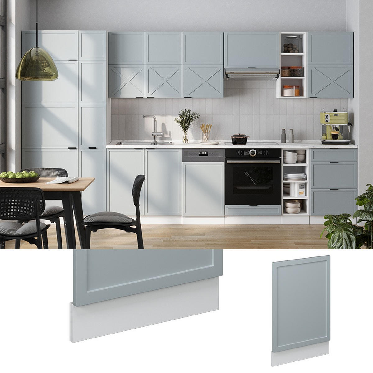 PŘEDNÍ PANEL Fame-Line Světle modrošedá 45 cm bez pracovní desky - bílá/světle modrá, kompozitní dřevo (45/67.4/1.6cm) - Vicco