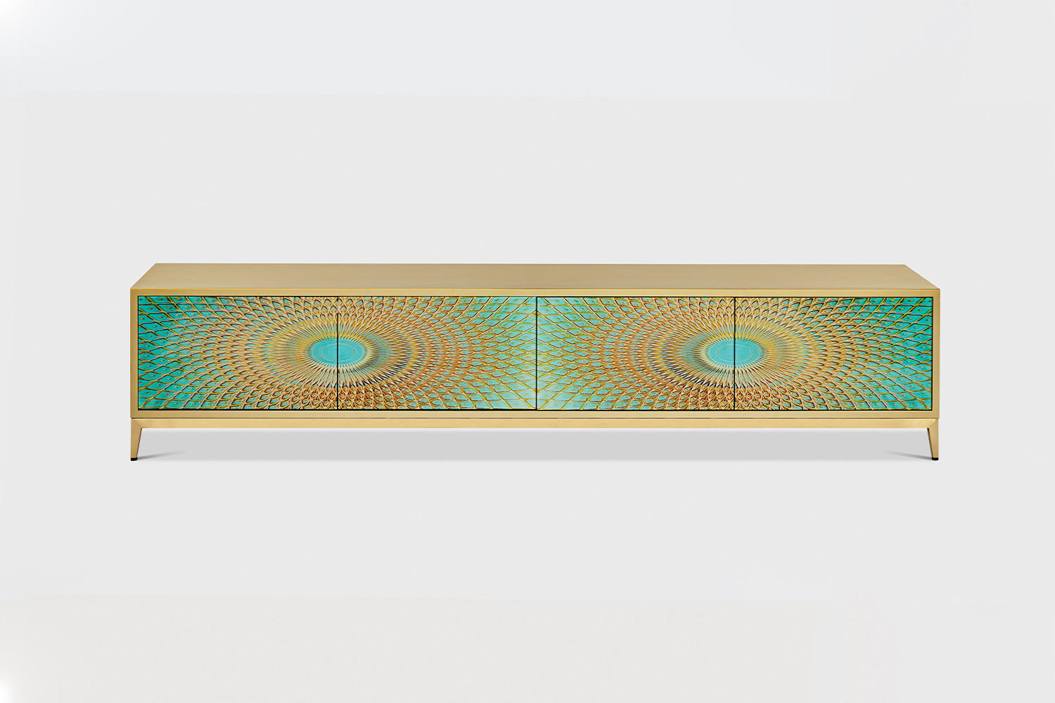 LOWBOARD LAGO Grün Holz - Goldfarben/Grün, Holz/Metall (200/42/40cm) - KAWOLA