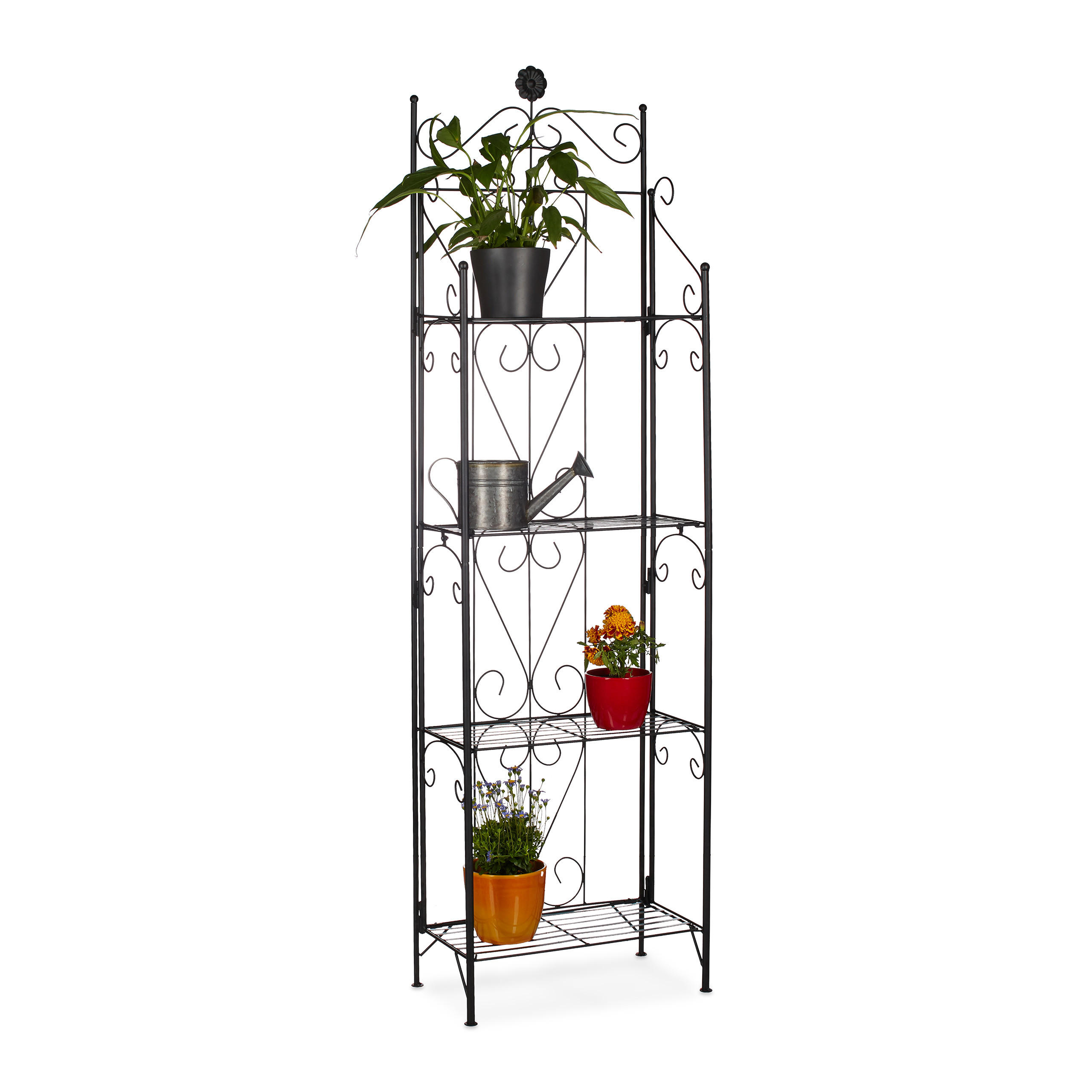 BLUMENREGAL - Schwarz, Metall (44/157/24cm) - Relaxdays