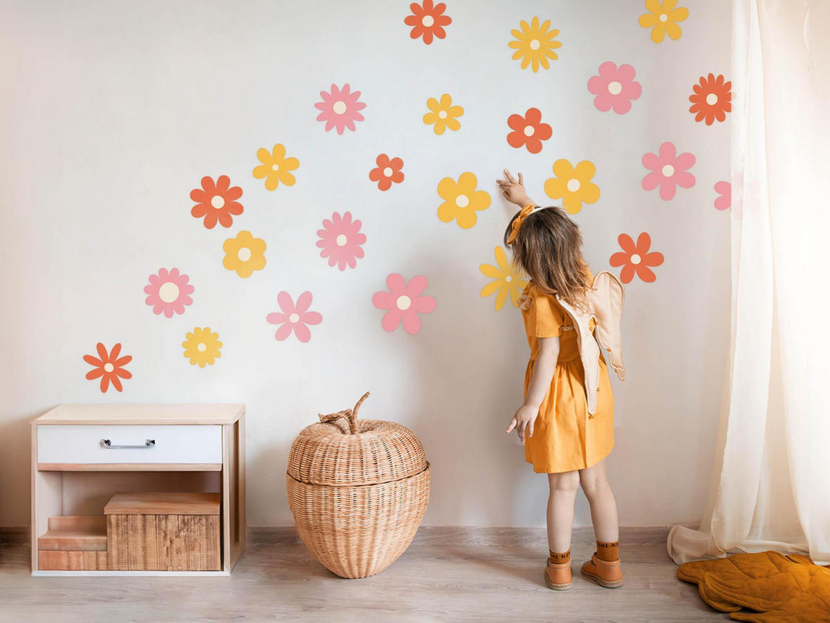 WANDAUFKLEBER 130x182cm - Dekorative Blumen - Multicolor, Kunststoff (130/182/0.1cm) - Wallfluent