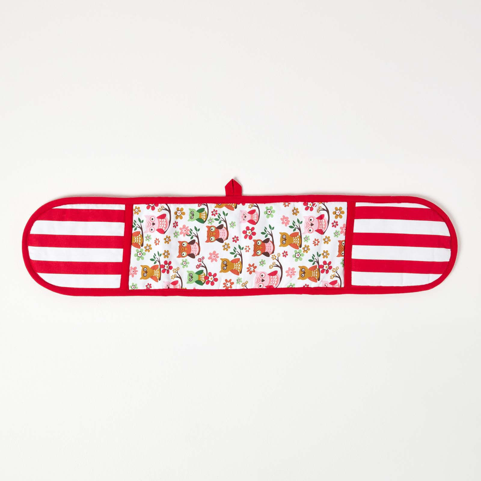 DOPPEL-OFENHANDSCHUH Eulen 18/84 cm, Baumwolle wattiert - Rot, Textil (18/84cm) - Homescapes