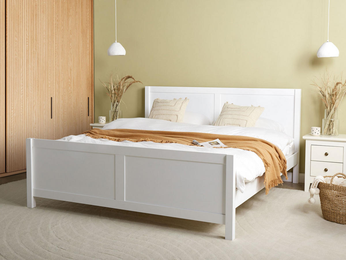 BETT mit Lattenrost 180x200 cm Weiß Champagnat - Weiß, Holz (180/200cm) - Beliani