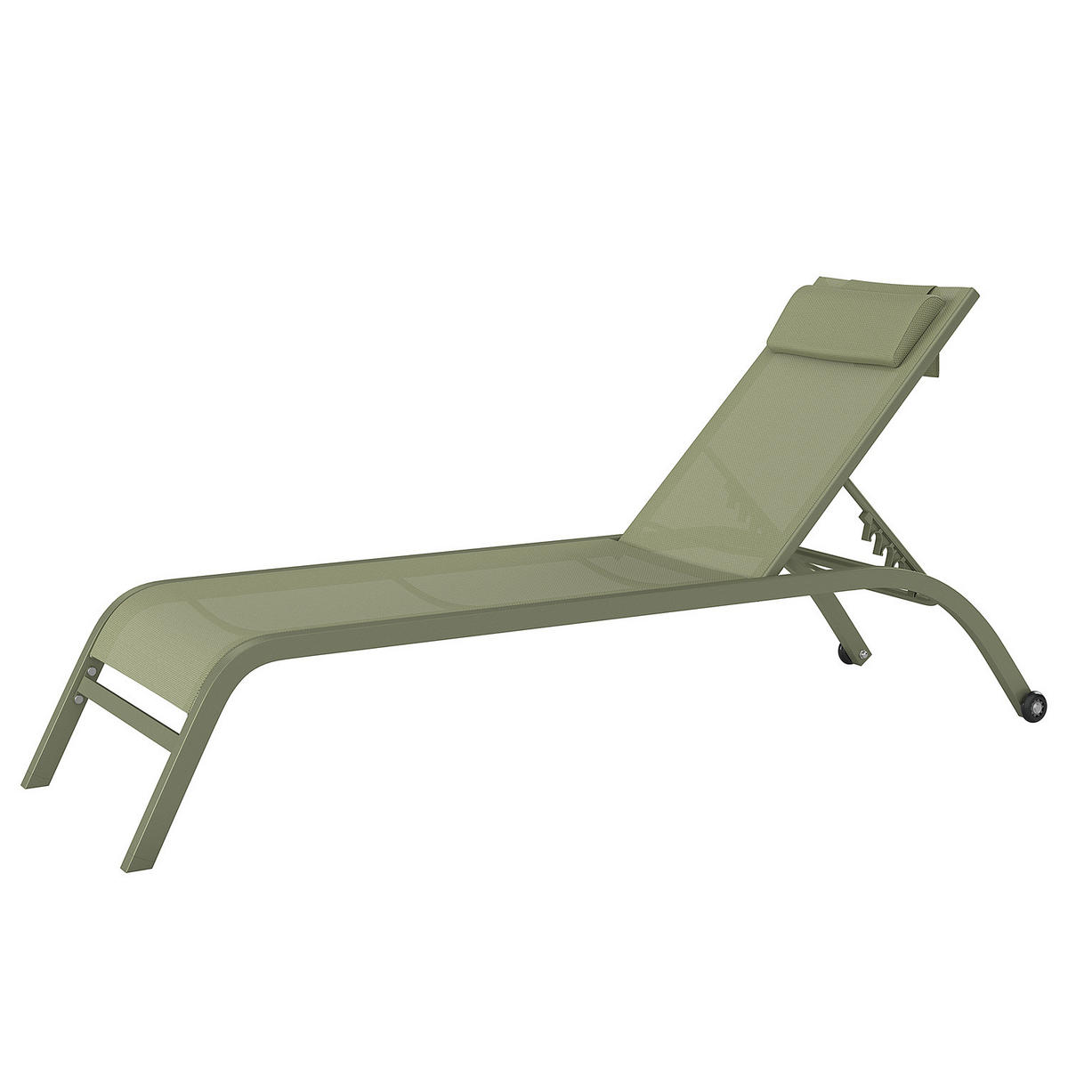 SONNENLIEGE - Polyrattan / Stahl - Salbeigrün, Textil/Metall (67/35/196cm) - home24