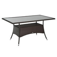 ESSTISCH, Braun + Schwarz, Metall, Sicherheitsglas, Polyrattan - Braun, Kunststoff (150/85/74cm) - Outsunny