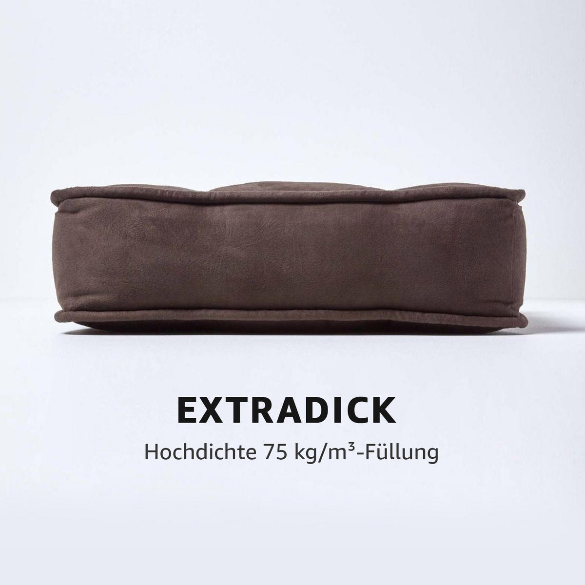 SITZKISSEN braun 40/40/10 cm – Stuhlkissen Velours - Braun, Textil (40/40/10cm) - Homescapes