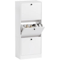 SCHUHSCHRANK mit 3 Klappen, 47 x 28 x 115 cm, Weiß - Weiß, Holzwerkstoff (47/115/28cm) - HOMCOM