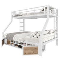 ETAGENBETT 90/200 cm 140/200 cm Weiß mit Schuhschrank, Staufächern und Leiter - Weiß, Metall (140/200cm) - MIVRAY