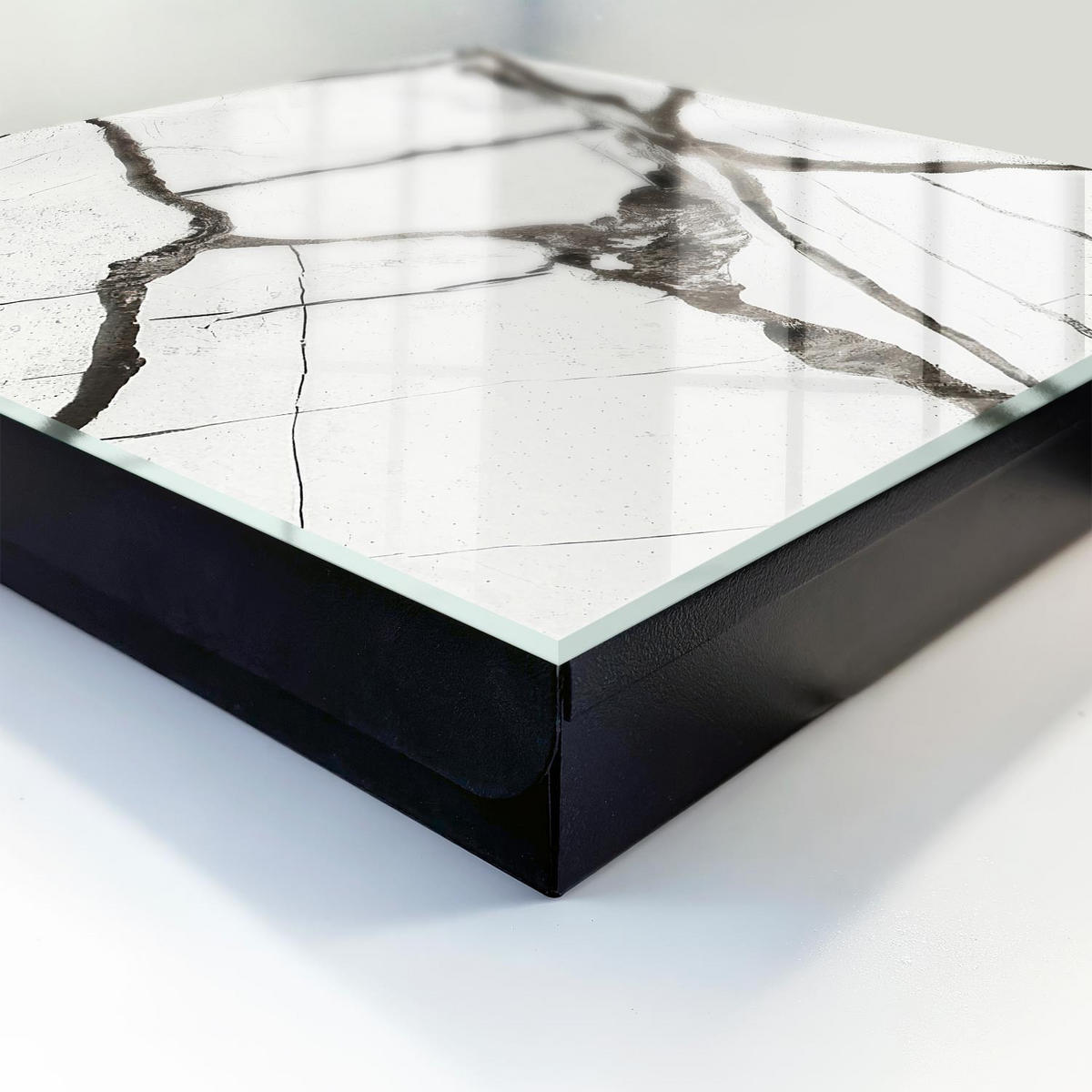 SCHLÜSSELBOX Schwarz 30x30 cm- Türöffnung nach rechts - Stilvoller Minimalismus - Weiß, Metall (30/30/5cm) - TULUP