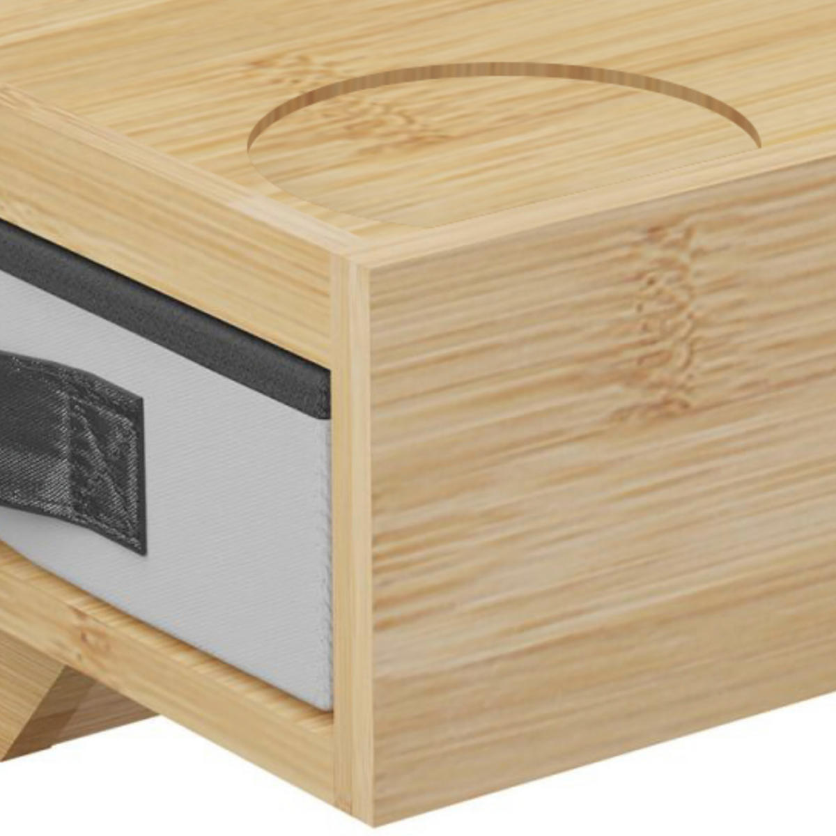 2XNACHTTISCH - Hellbraun, Holz/Textil (37/14/26.5cm) - Relaxdays