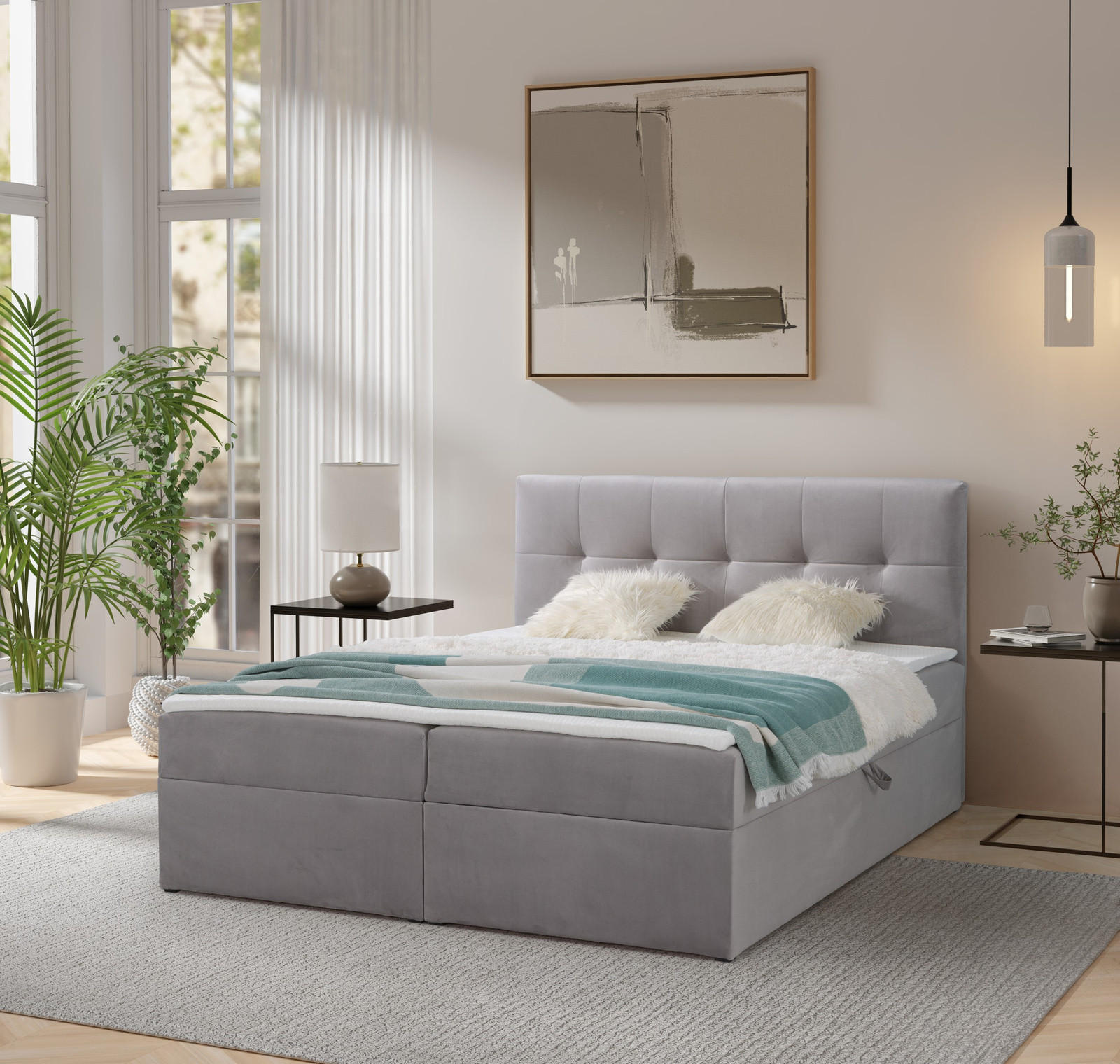 BOXBETT Toronto 160x200 Bonell-Matratze H3 und Topper - Silberfarben/Grau, Holz/Holzwerkstoff (160/200cm) - Ravio