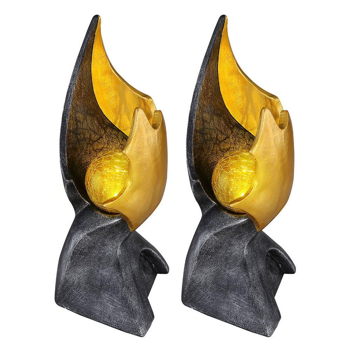 LED AUSSENLEUCHTE Flammen-Optik Silber 2er Set - Silberfarben, Glas (15/14.5/36cm) - Globo Lighting