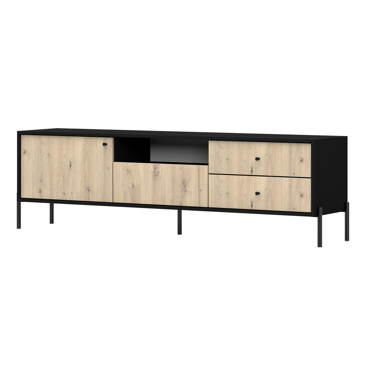 TV-LOWBOARD Raviero Schwarz / Artisan Eiche 200 cm - Beige/Schwarz, Holzwerkstoff/Metall (200/58/40cm) - Selsey